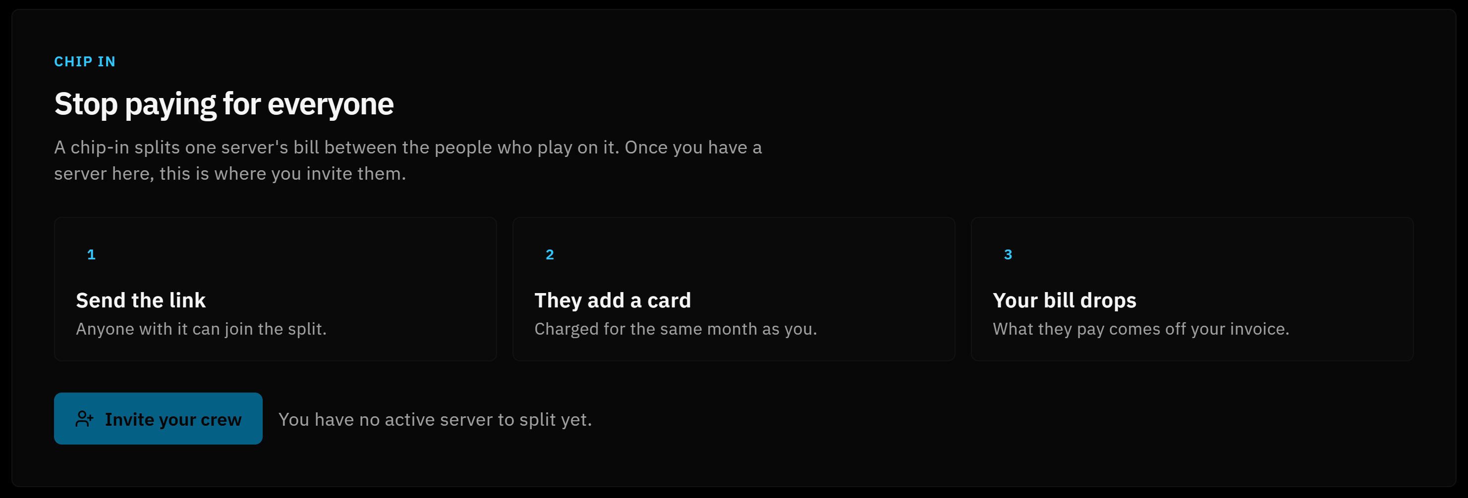 Split the bill interface