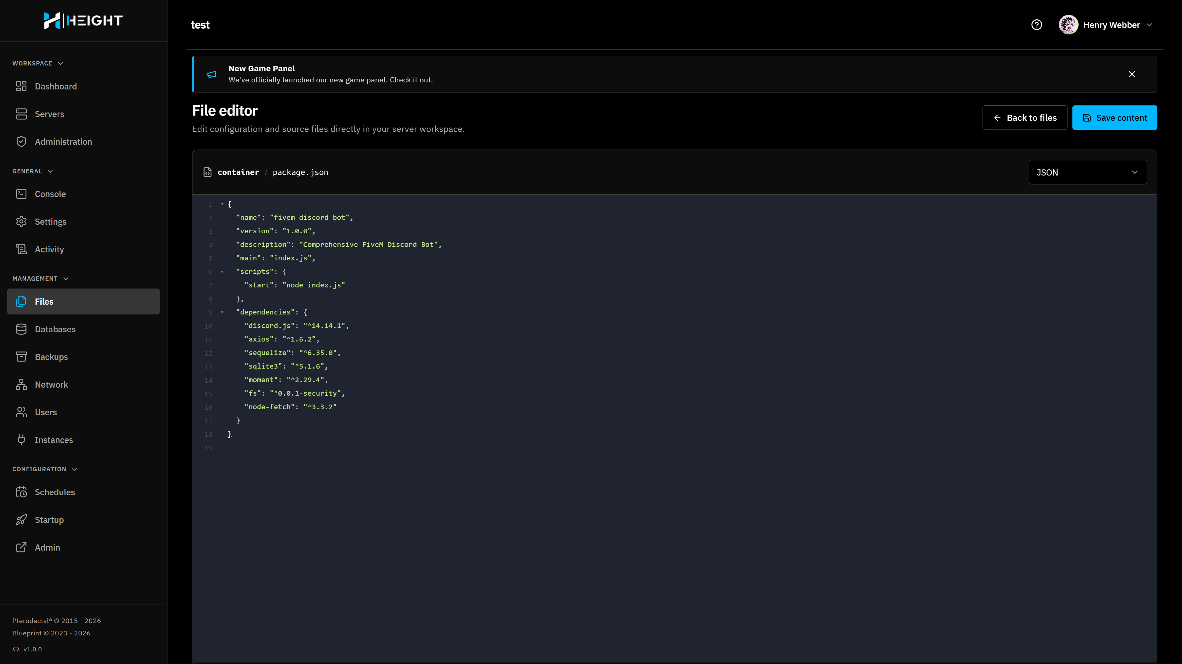 The file manager in the hosting panel