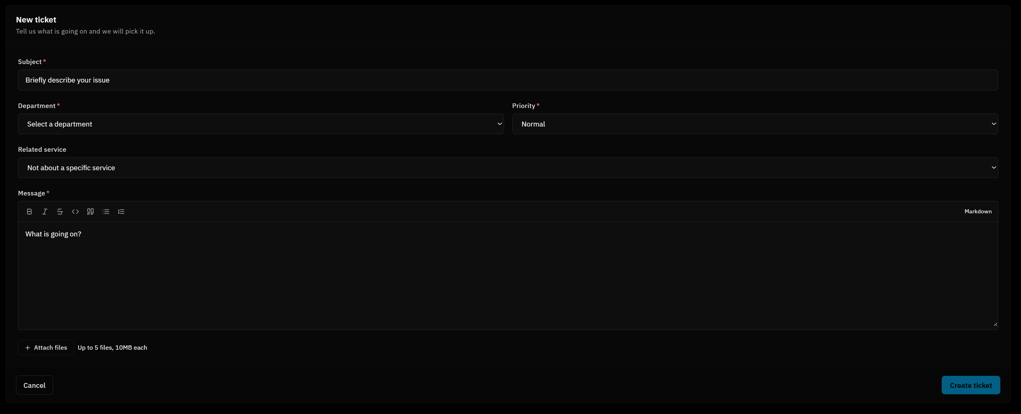 Ticket management interface
